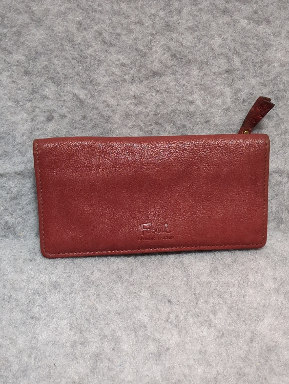 Fossil Women's Bifold Double Zip Snap Full Size Red Genuine Leather Wallet